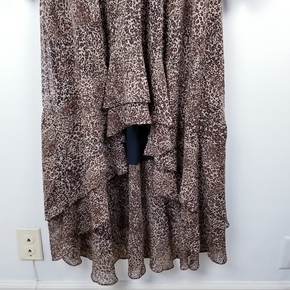 1. STATE Leopard Print Ruffled Smock Waist Midi Evening Dress NWT Medium - Picture 9 of 11